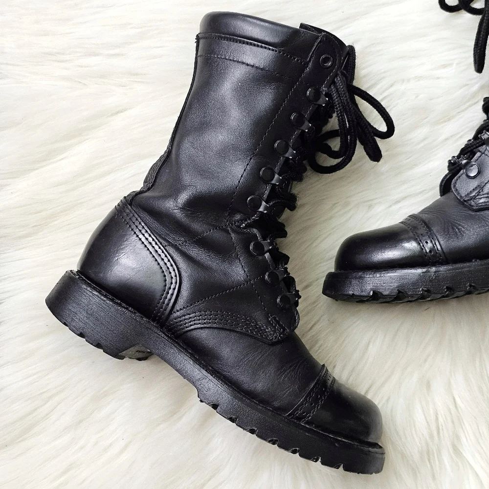 90's Corcoran 10” Field Combat Boots Men's 6M Black Genuine Leather Vibram USA